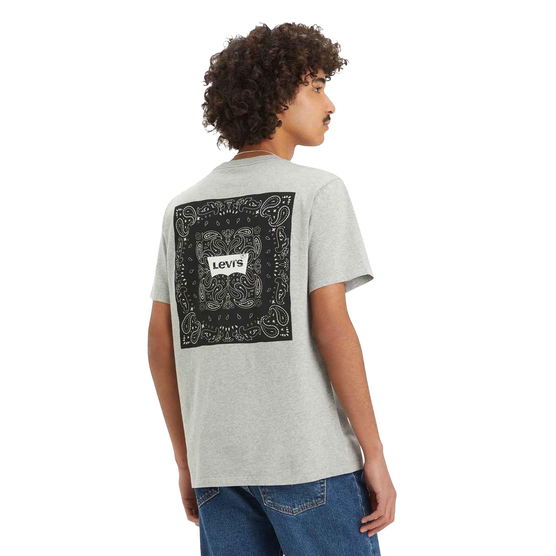 Grey - Lifestyle - Levis Mens Classic Bandana Print T-Shirt