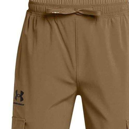 Brown - Side - Under Armour Boys Icon Woven Combat Trousers