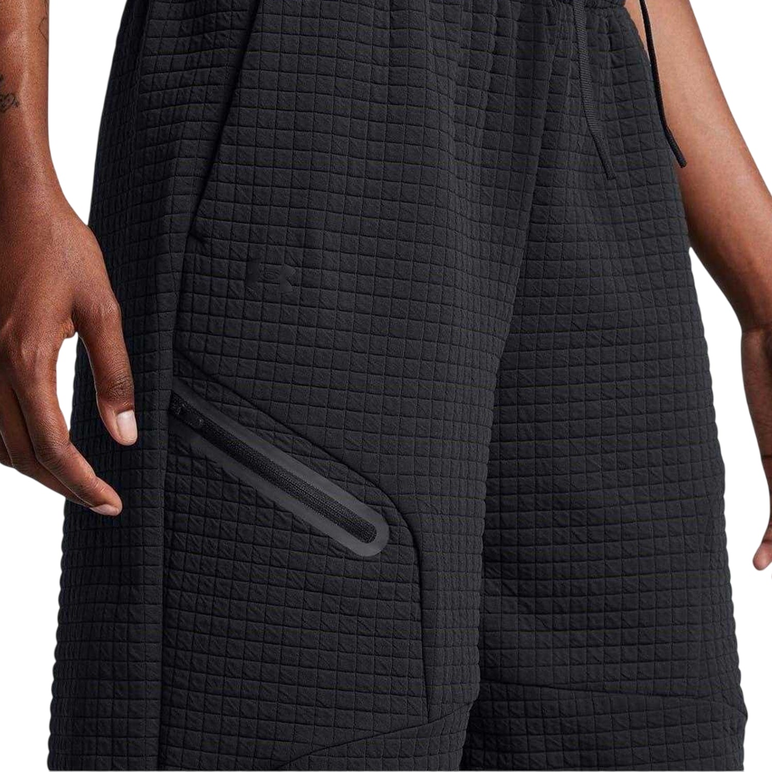 Black - Side - Under Armour Womens-Ladies Fleece Open Hem Joggers