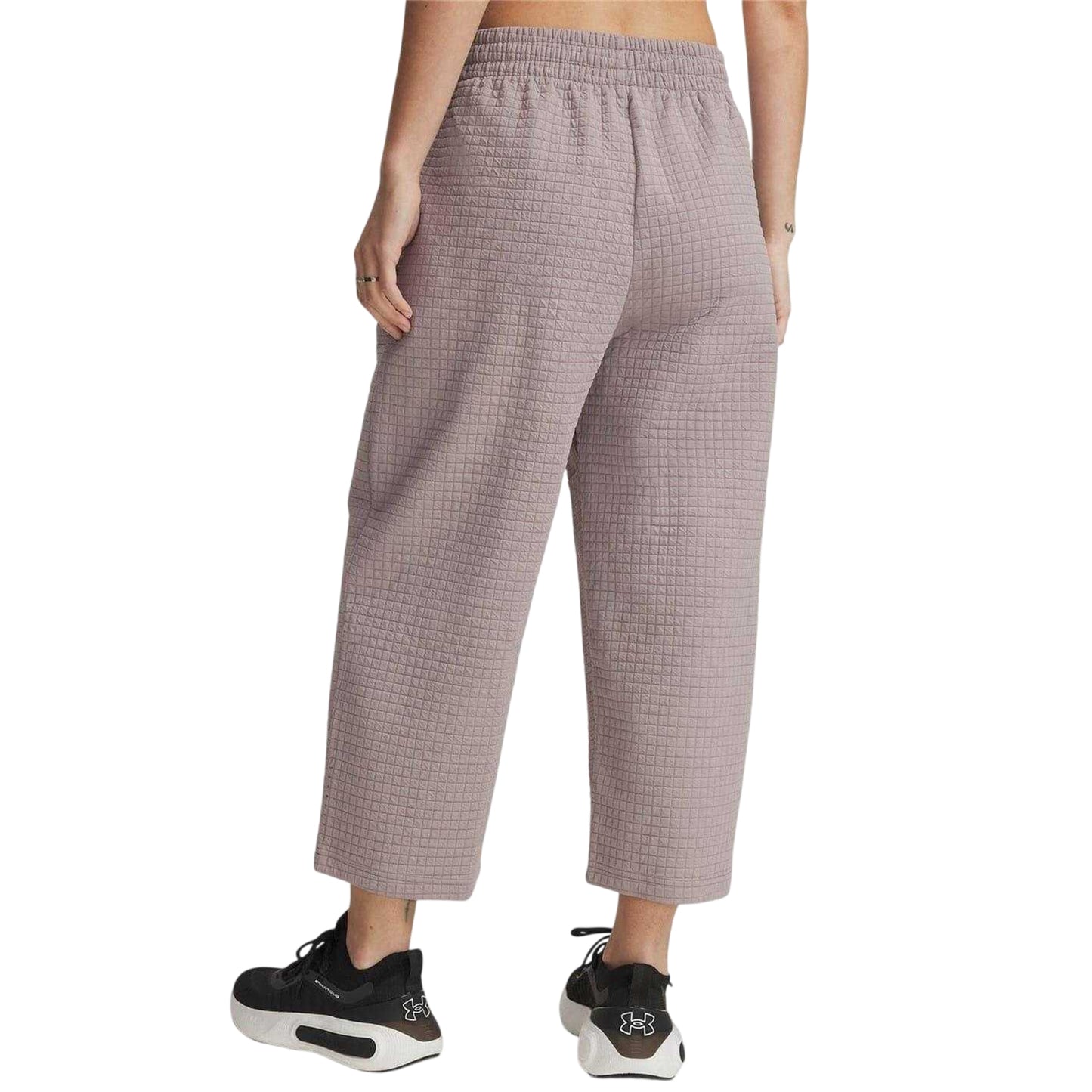 Grey - Back - Under Armour Womens-Ladies Fleece Open Hem Joggers