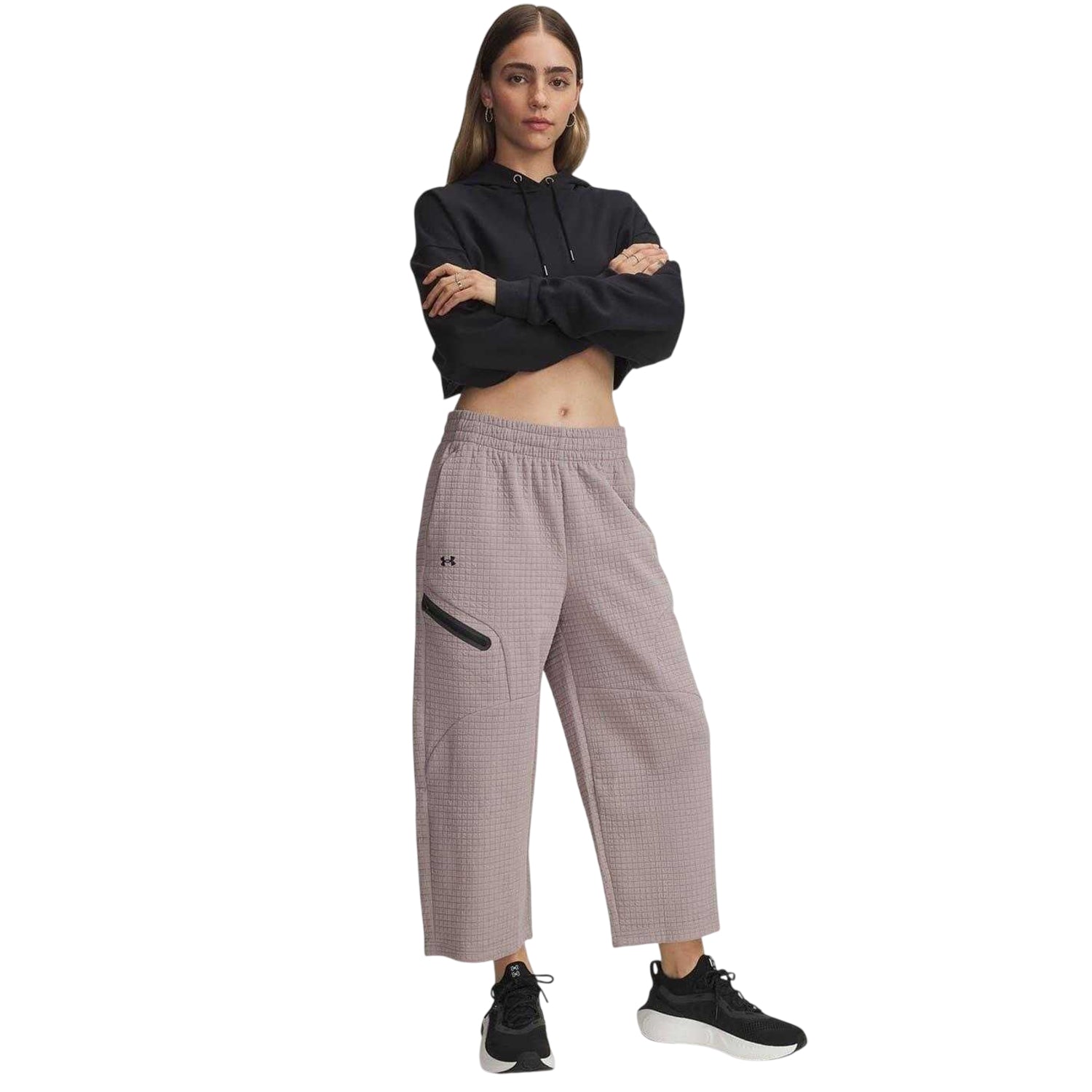 Grey - Lifestyle - Under Armour Womens-Ladies Fleece Open Hem Joggers