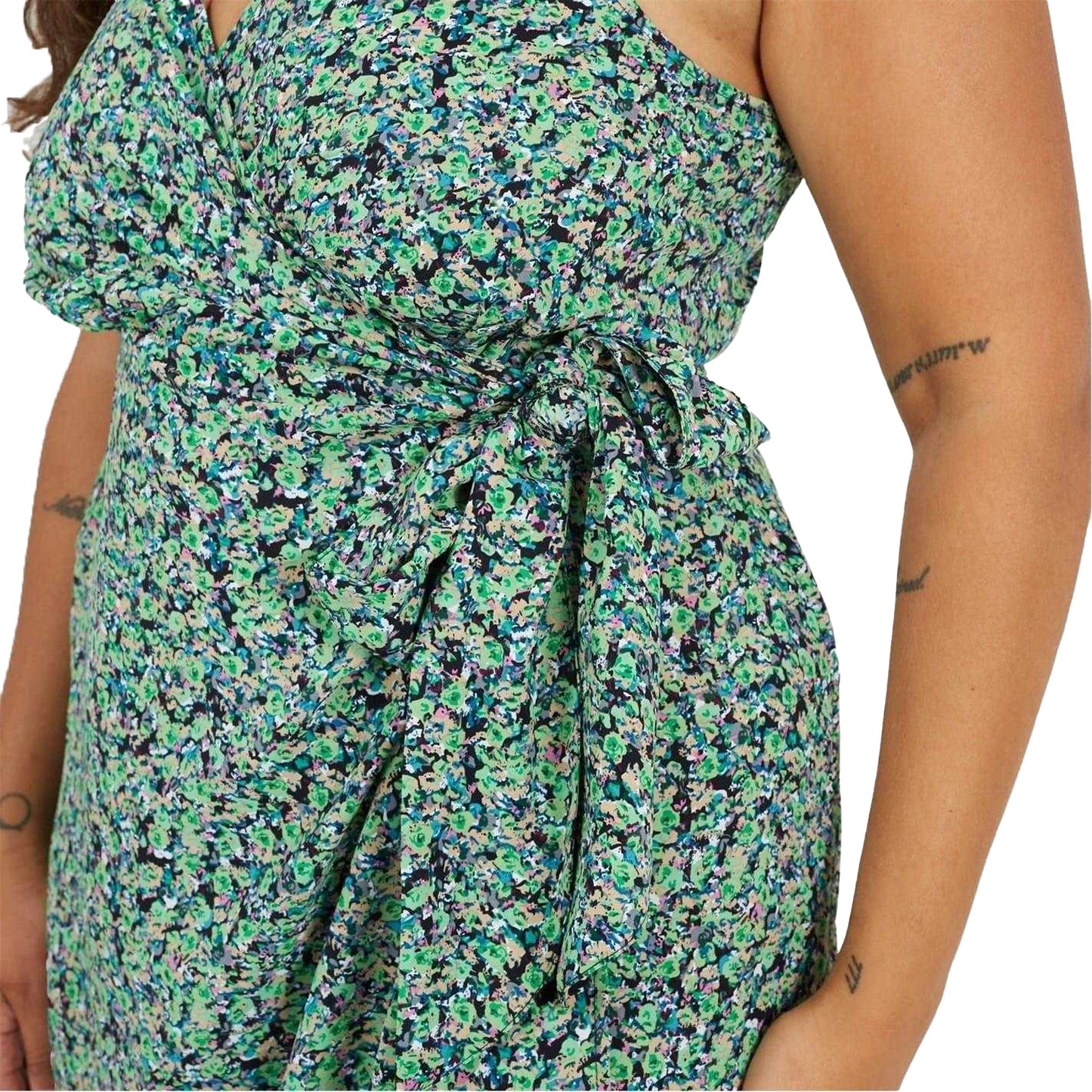 Green - Side - Brave Soul Womens-Ladies V Neck Curved Sleeveless Midi Dress