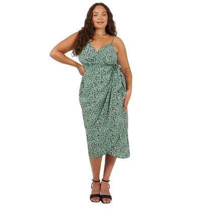 Green - Lifestyle - Brave Soul Womens-Ladies V Neck Curved Sleeveless Midi Dress