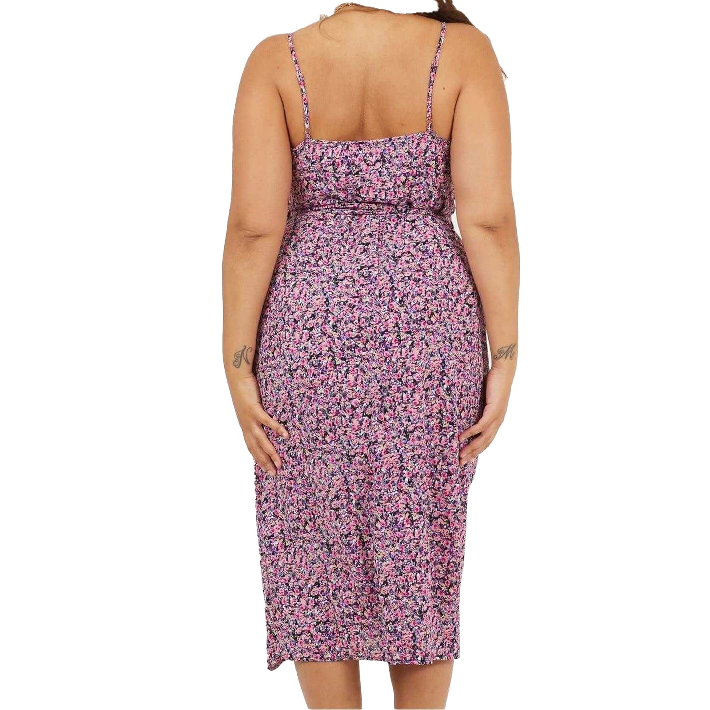 Pink - Front - Brave Soul Womens-Ladies V Neck Curved Sleeveless Midi Dress