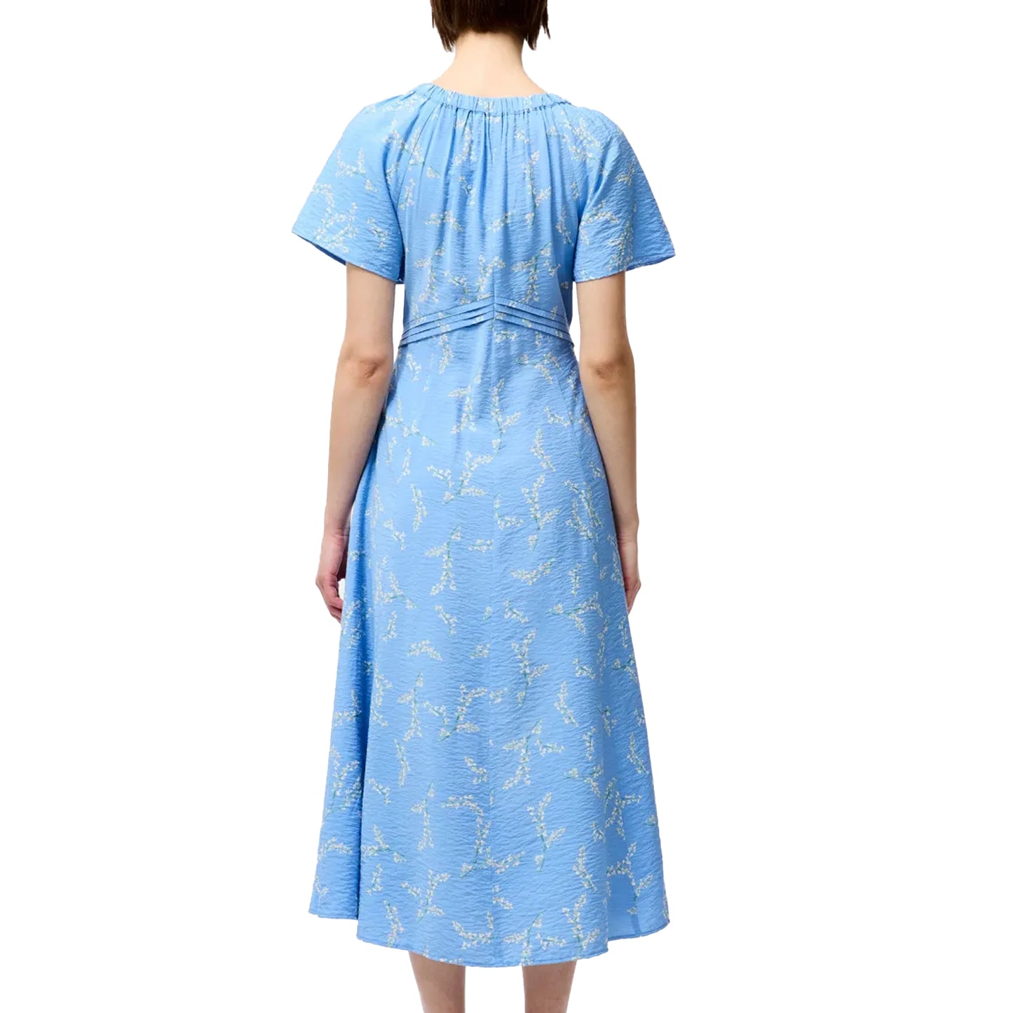 Cornflower Blue - Back - French Connection Womens-Ladies Daniella Scoop Neck Puff Sleeve Midi Dress