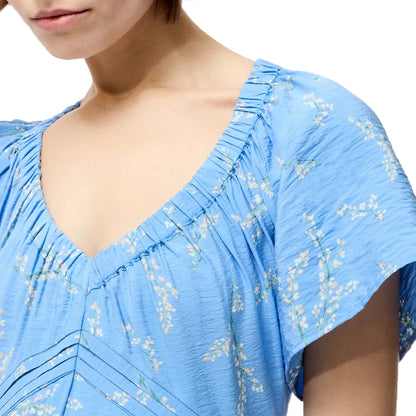 Cornflower Blue - Side - French Connection Womens-Ladies Daniella Scoop Neck Puff Sleeve Midi Dress