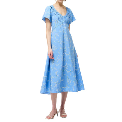 Cornflower Blue - Lifestyle - French Connection Womens-Ladies Daniella Scoop Neck Puff Sleeve Midi Dress