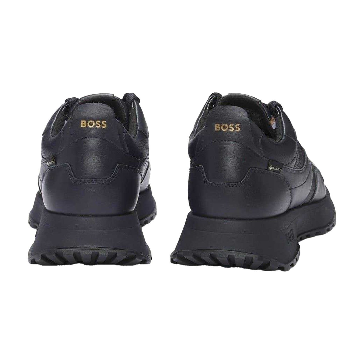 Dark Blue - Back - Boss Mens Jonah Runn Leather Lace Up Trainers