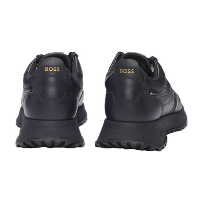 Dark Blue - Back - Boss Mens Jonah Runn Leather Lace Up Trainers