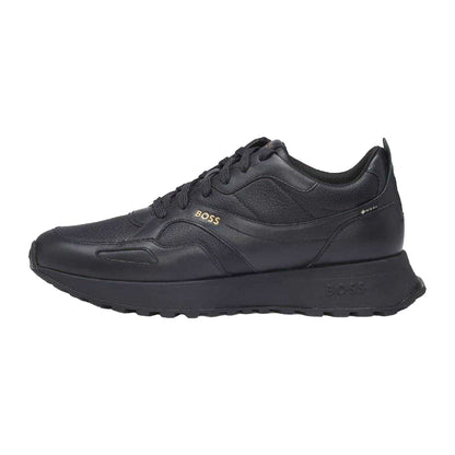 Dark Blue - Side - Boss Mens Jonah Runn Leather Lace Up Trainers