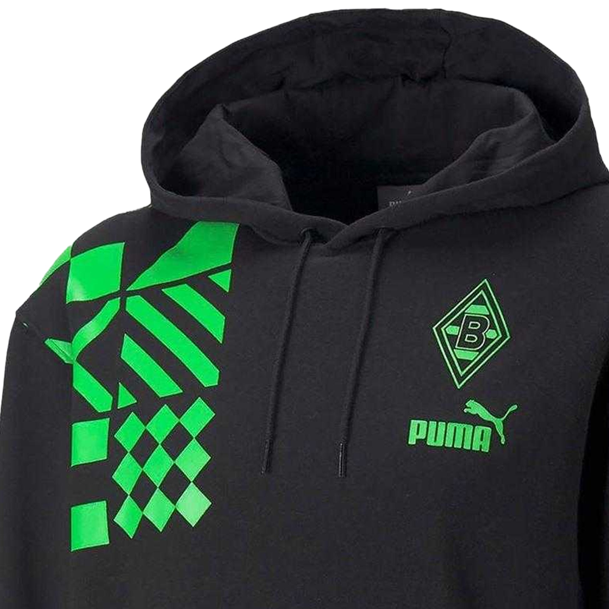 Black - Side - Puma Mens Borussia Monchengladbach FC Drawstring Hoodie