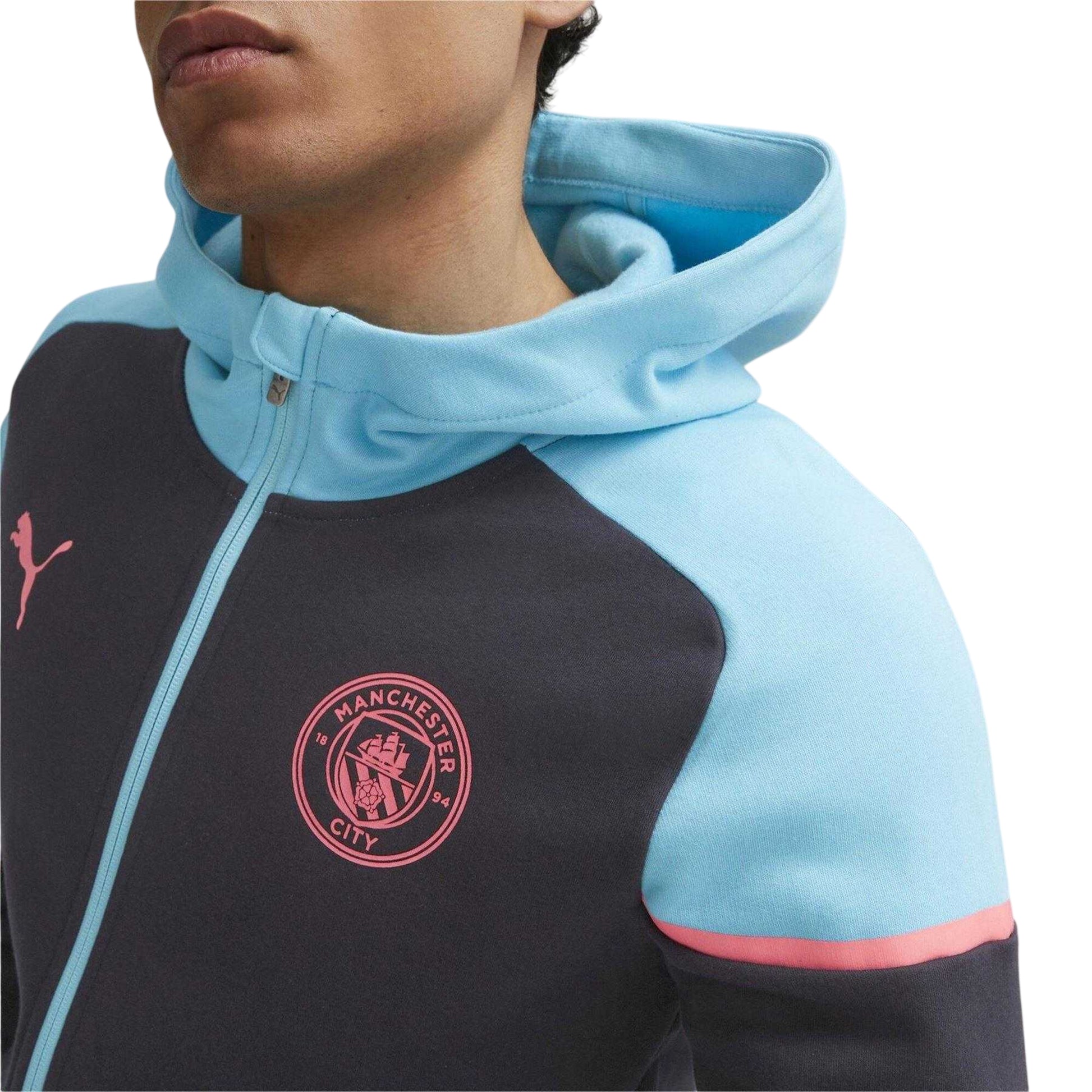 Dark Navy - Side - Puma Mens Casuals Manchester City FC Relaxed Fit Hoodie