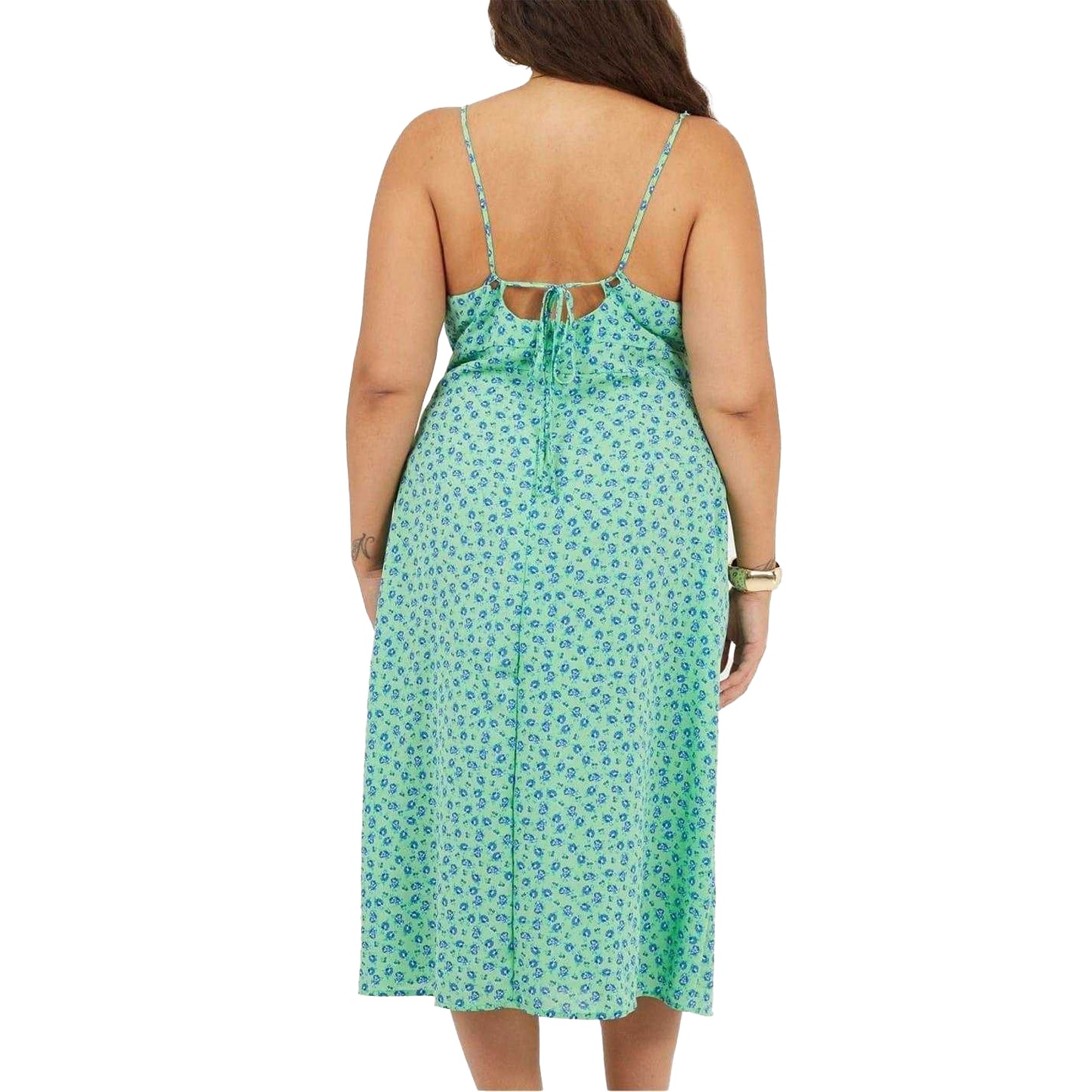 Green-Blue - Back - Brave Soul Womens-Ladies Curved Spaghetti Strap Midi Dress