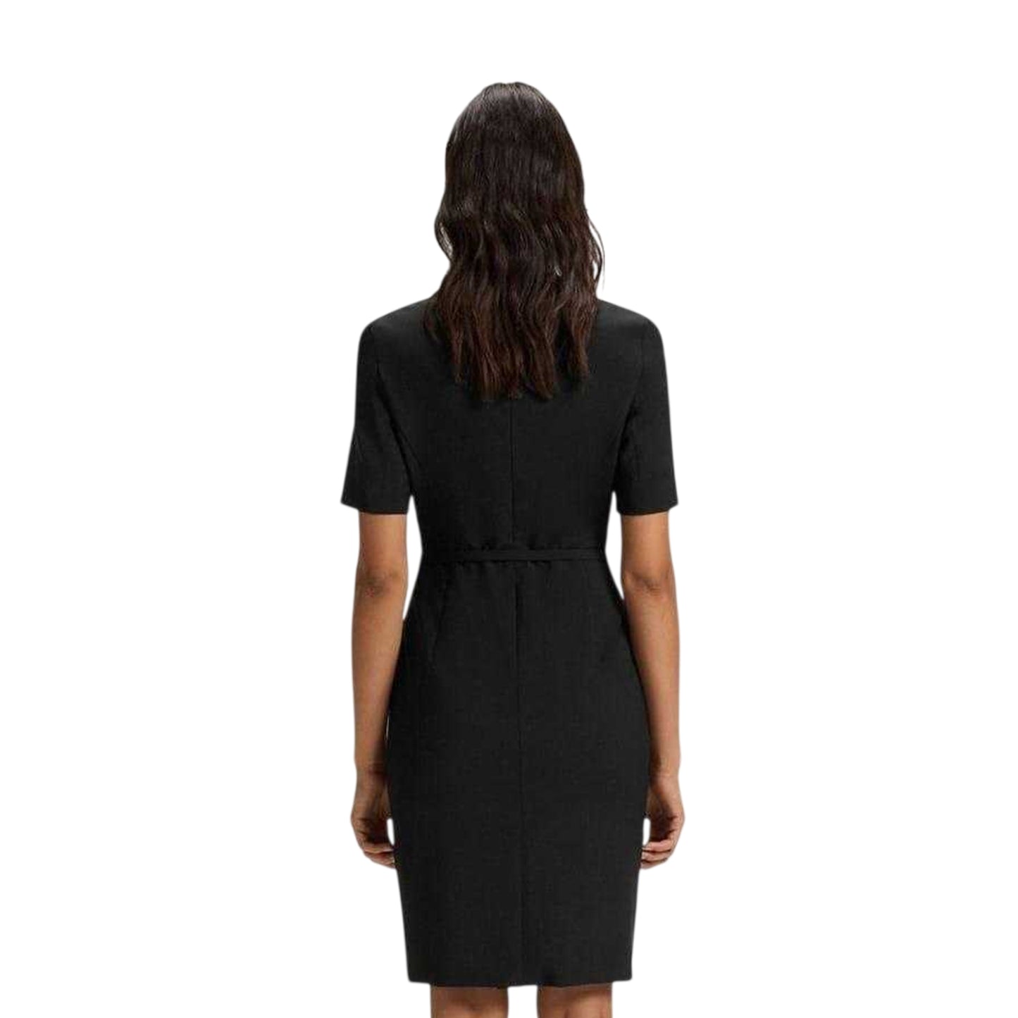 Black - Back - Boss Womens-Ladies Daleah Boat Neck Short-Sleeved Shift Dress