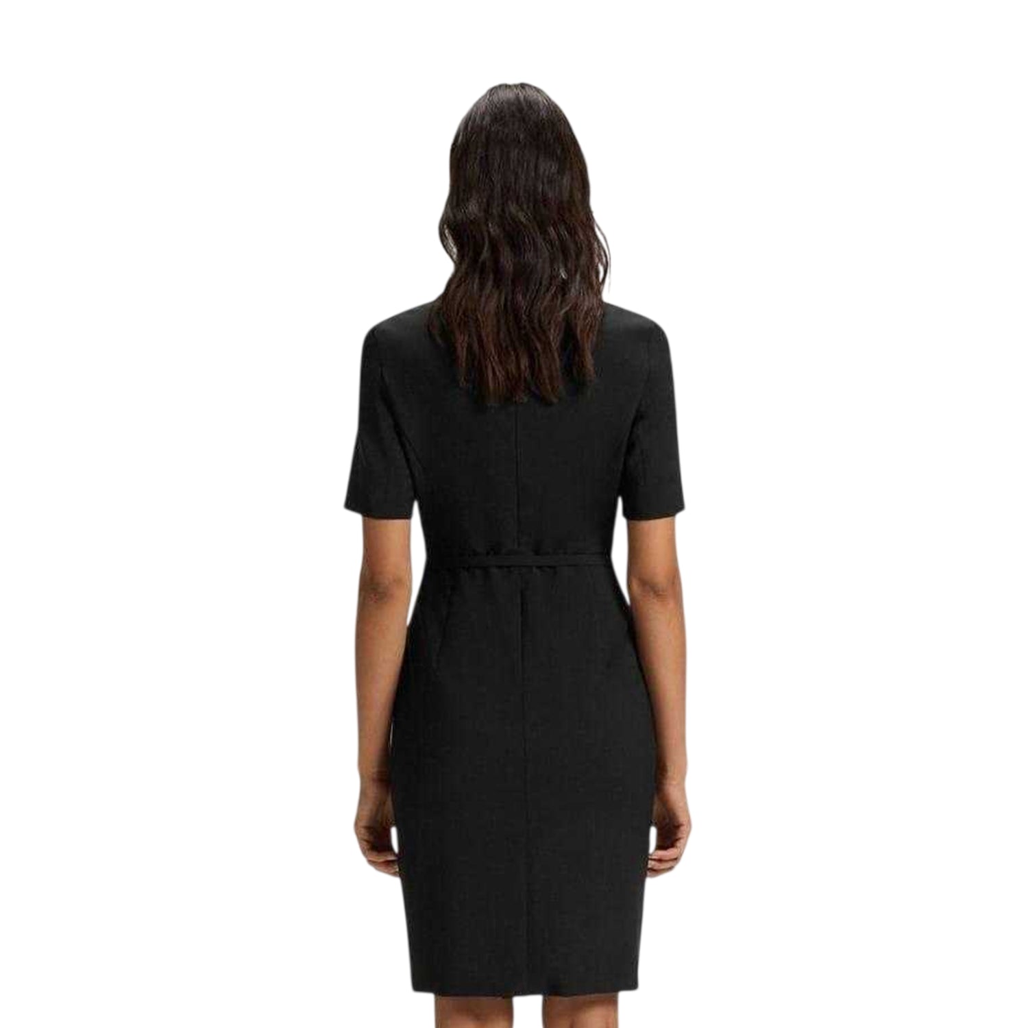 Black - Back - Boss Womens-Ladies Daleah Boat Neck Short-Sleeved Shift Dress