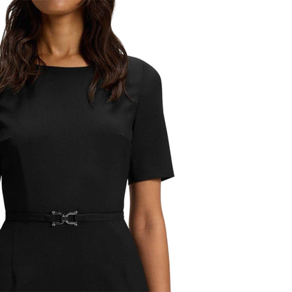 Black - Side - Boss Womens-Ladies Daleah Boat Neck Short-Sleeved Shift Dress