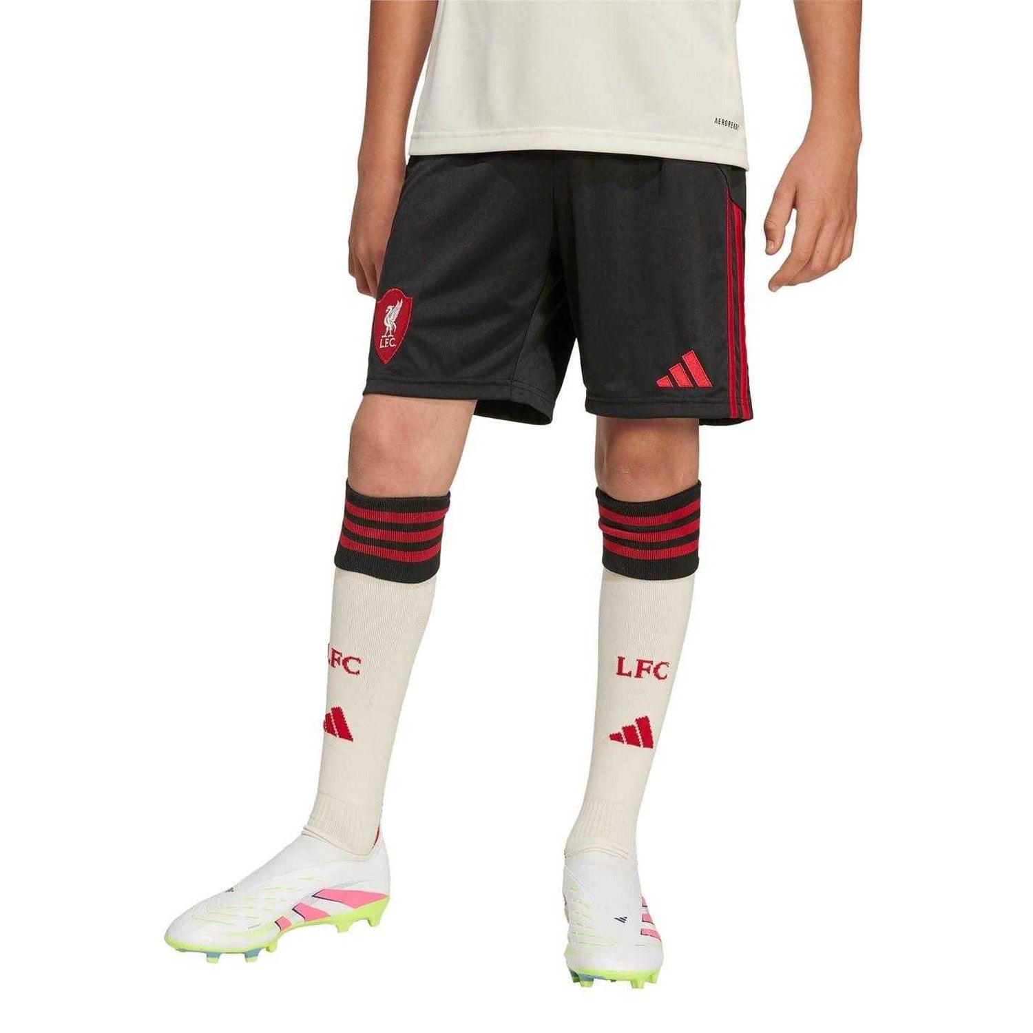 Black - Side - Adidas Childrens-Kids 25-26 Liverpool FC Away Shorts