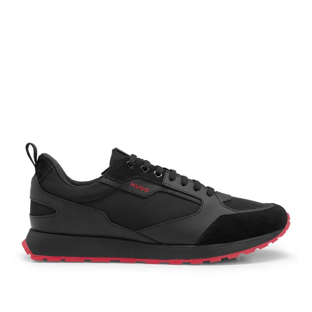 Black-Red - Front - Hugo Mens Icelin Suede Panel Running Trainers