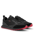 Black-Red - Back - Hugo Mens Icelin Suede Panel Running Trainers