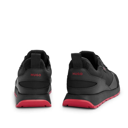 Black-Red - Lifestyle - Hugo Mens Icelin Suede Panel Running Trainers