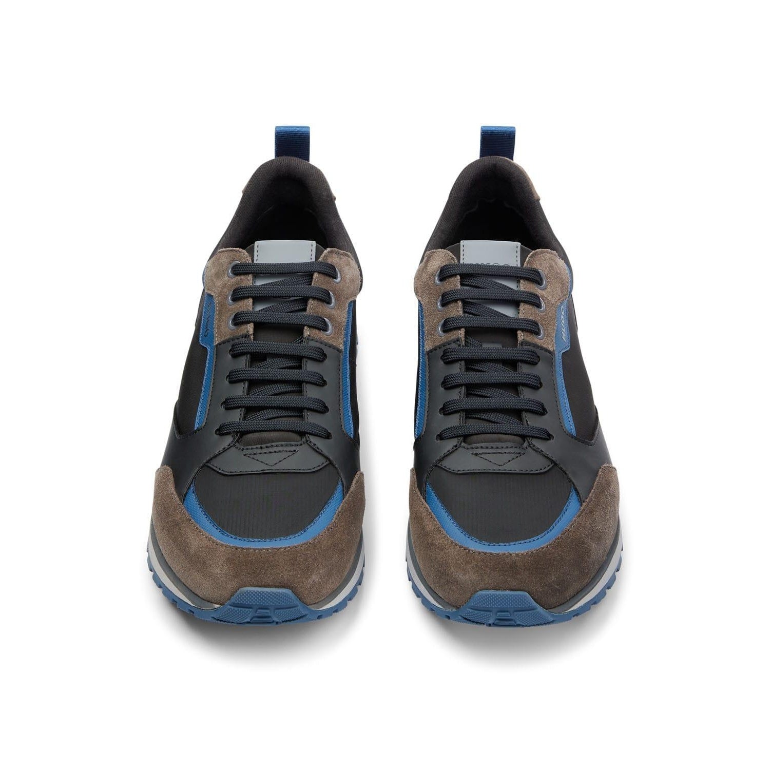 Black-White - Lifestyle - Hugo Mens Icelin Suede Panel Running Trainers