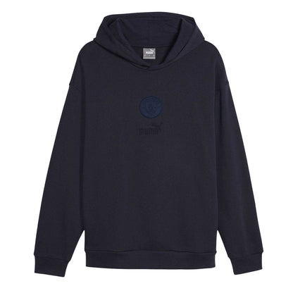 New French Navy - Front - Puma Mens Manchester City FC Cotton Blend Hoodie