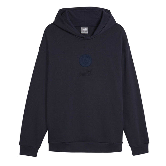 New French Navy - Front - Puma Mens Manchester City FC Cotton Blend Hoodie