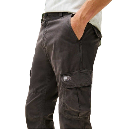 Washed Black - Side - Tommy Jeans Mens Ryan Cargo Trousers