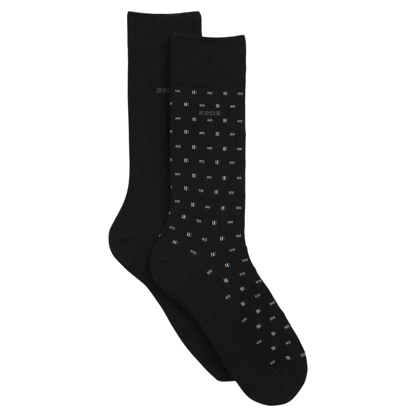 Black - Back - Boss Mens Patterned Trainer Socks (Pack of 2)