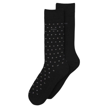 Black - Front - Boss Mens Patterned Trainer Socks (Pack of 2)