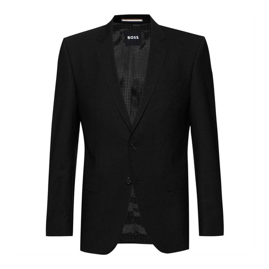 Black - Front - Boss Mens H-Huge Single-Breasted Slim Suit Jacket