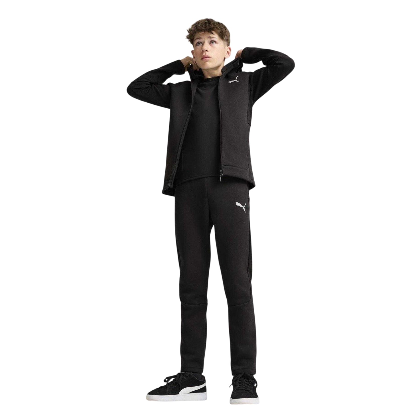 Puma Black - Side - Puma Childrens-Kids Full Zip Hoodie