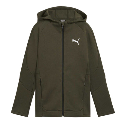 Dark Olive - Front - Puma Childrens-Kids Full Zip Hoodie