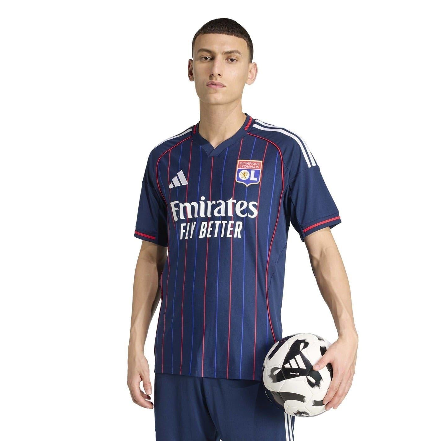 Blue - Side - Adidas Mens 2025-2026 Olympique Lyonnais Away Shirt