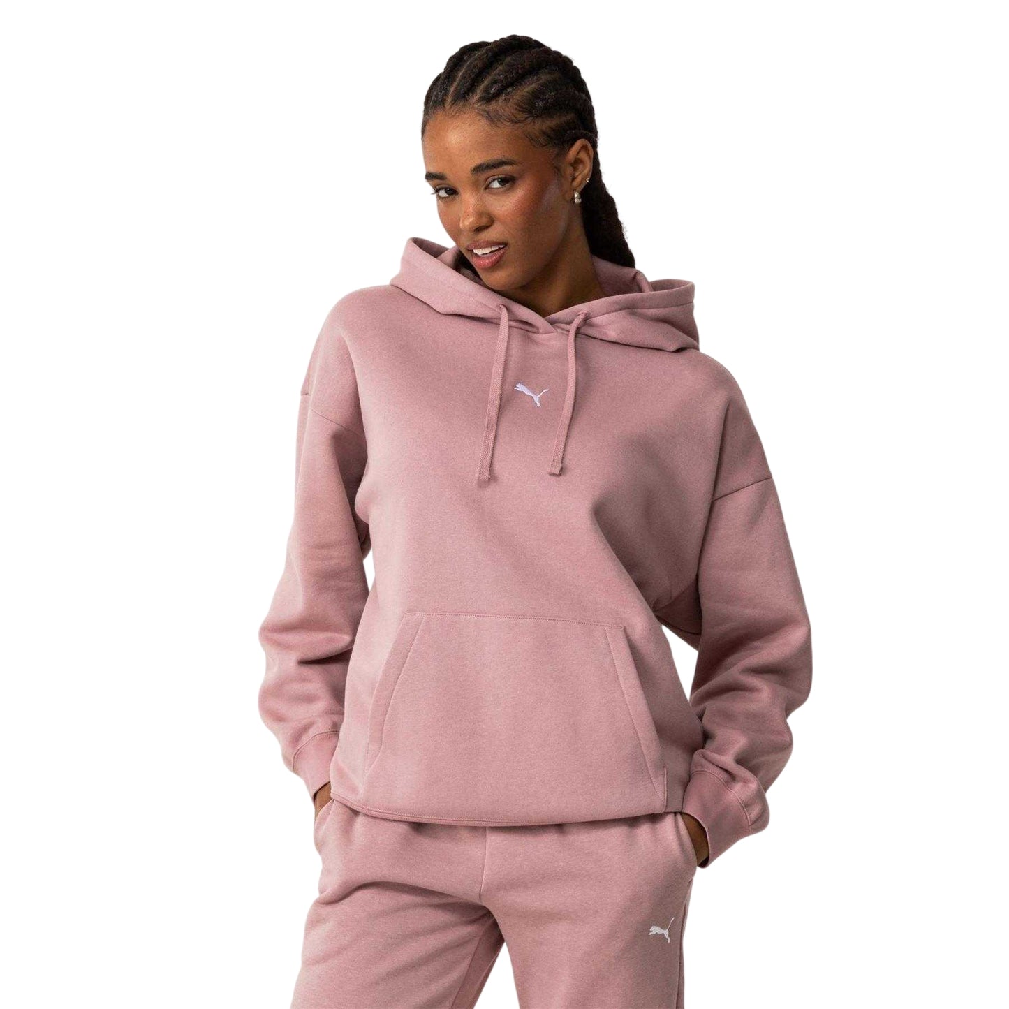 Mauve - Front - Puma Womens-Ladies Essentials Oversized Hoodie
