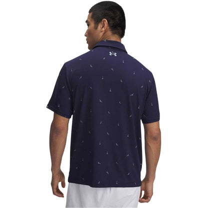 Navy - Back - Under Armour Mens Printed Polo Shirt
