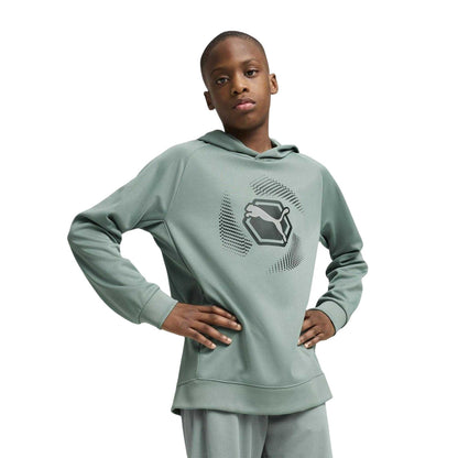 Green - Side - Puma Childrens-Kids Overhead Hoodie