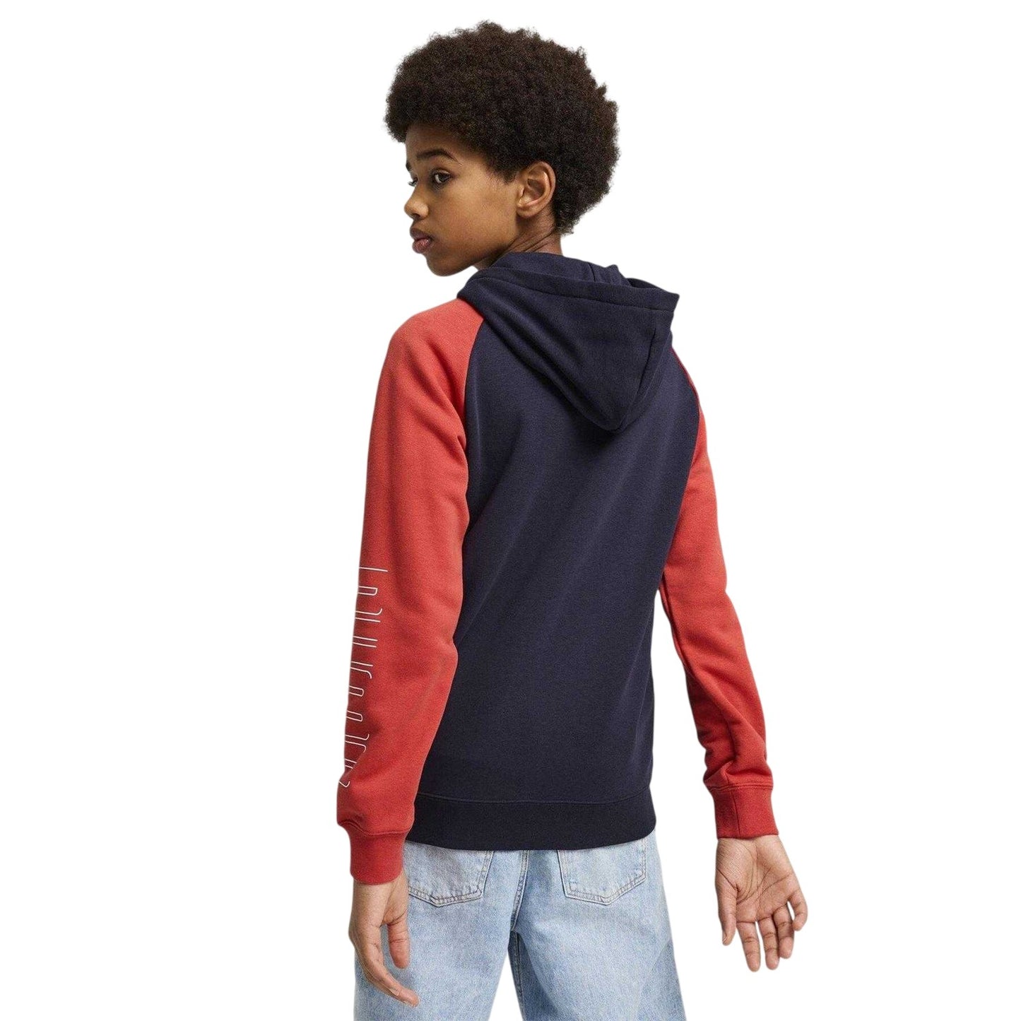 Navy - Side - Puma Childrens-Kids Colour Block Raglan Full Zip Hoodie