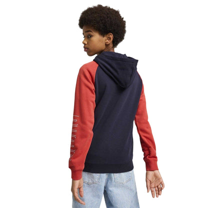Navy - Side - Puma Childrens-Kids Colour Block Raglan Full Zip Hoodie