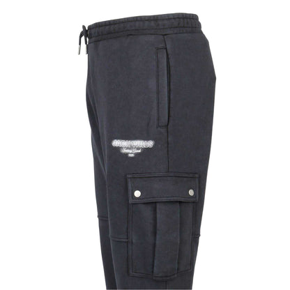 Black - Side - Jack Wills Mens Script Combat Trousers