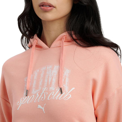 Pink - Side - Puma Womens-Ladies Overhead Hoodie