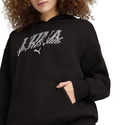 Puma Black - Side - Puma Womens-Ladies Overhead Hoodie