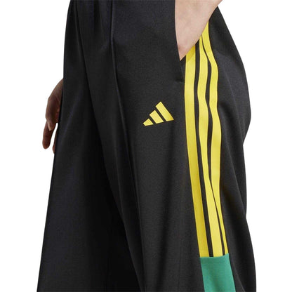 Black-Gold - Side - Adidas Womens-Ladies Tiro Nations 3 Stripes Wide Leg Trousers