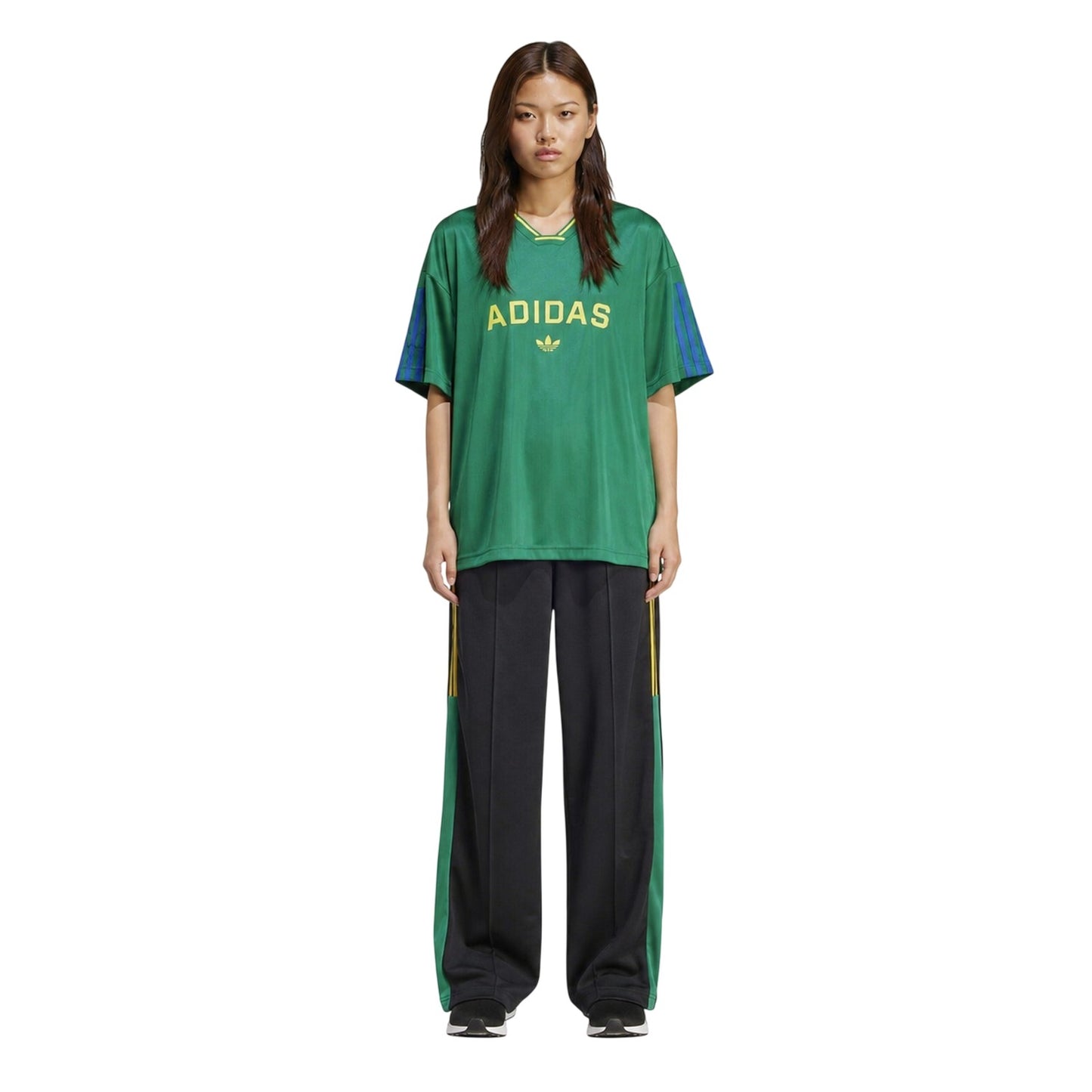 Black-Gold - Lifestyle - Adidas Womens-Ladies Tiro Nations 3 Stripes Wide Leg Trousers