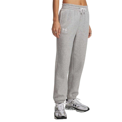 Grey - Front - Under Armour Womens-Ladies Performance Fleece Tapered Tracksuit Bottoms