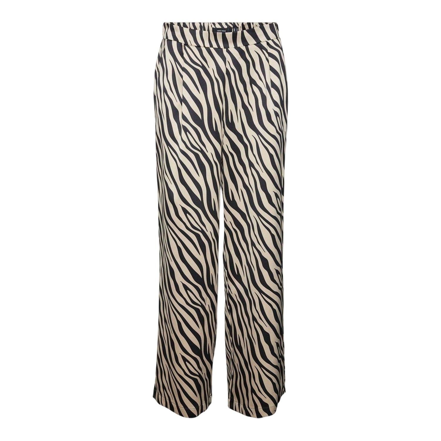 Black - Front - Vero Moda Womens-Ladies Lisa Zebra Print Wide Leg Trousers