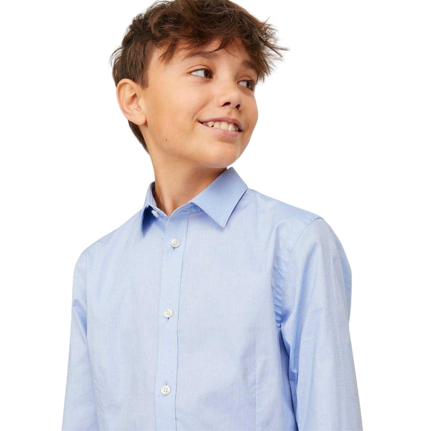 Cashmere Blue - Side - Jack And Jones Boys Parma Long-Sleeved Shirt