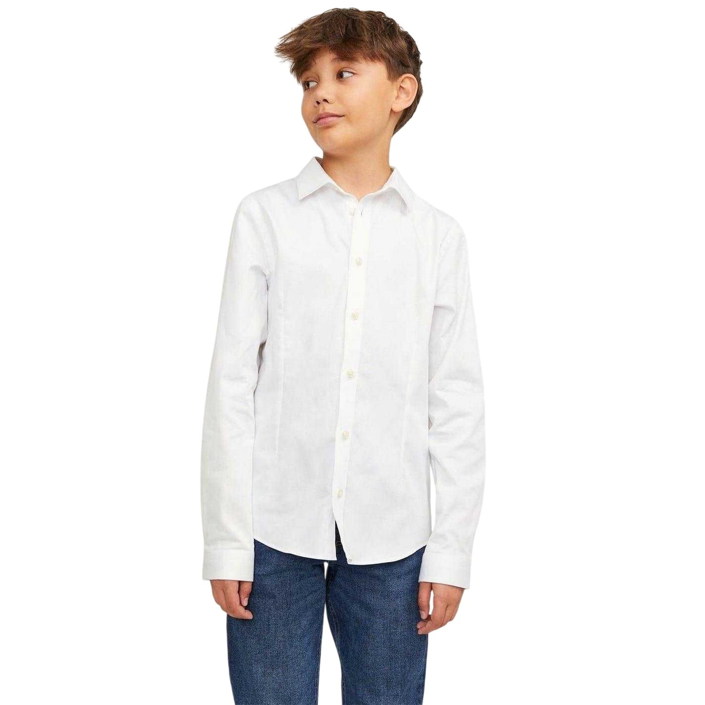 White - Front - Jack And Jones Boys Parma Long-Sleeved Shirt