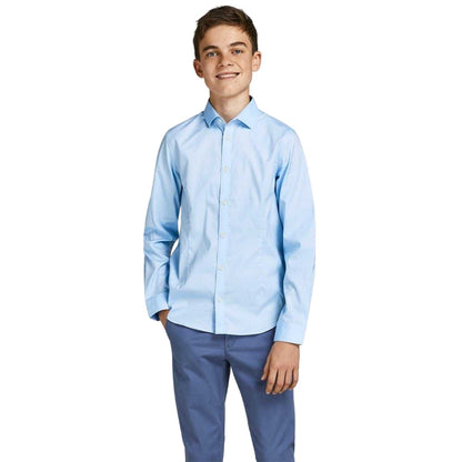 Cashmere Blue - Front - Jack And Jones Boys Parma Long-Sleeved Shirt
