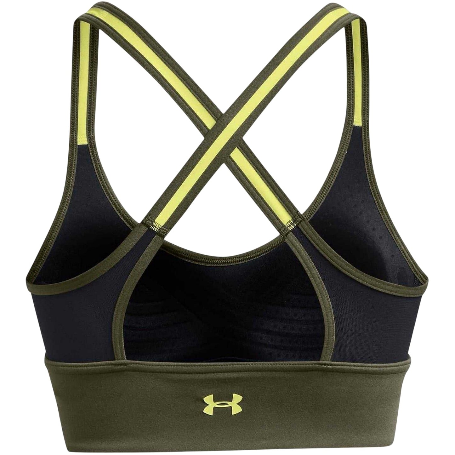 Black-Yellow - Back - Under Armour Womens-Ladies Compression Sports Bra